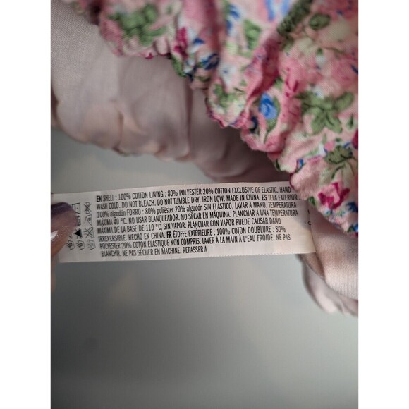 Free The Roses Women's Voluminous Crop Top L Puff Sleeve Floral Pink - Picture 7 of 13